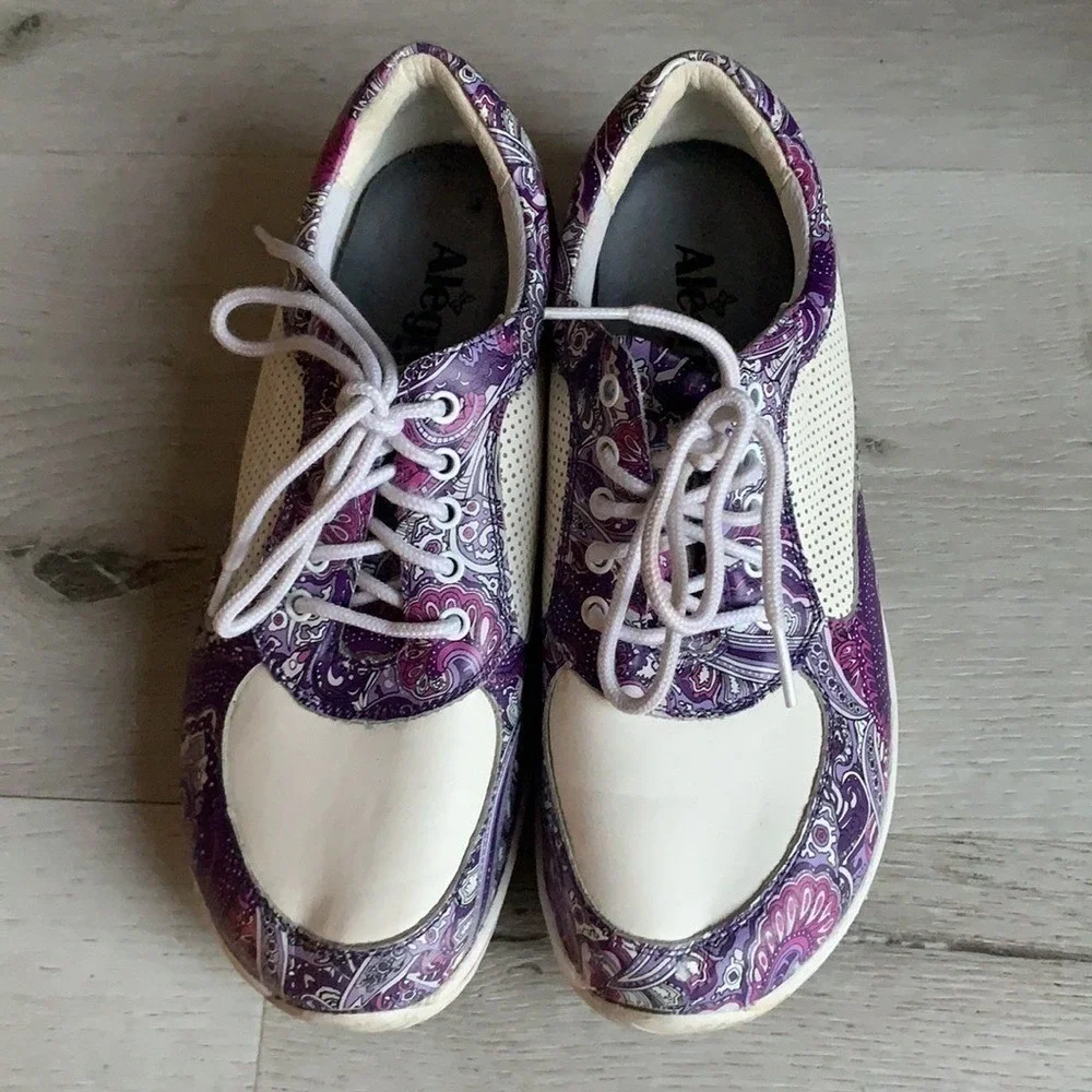 Alegria Cindi Purple Swirl Sneakers Floral 39  lace up comfort casual‎ - Picture 3 of 11